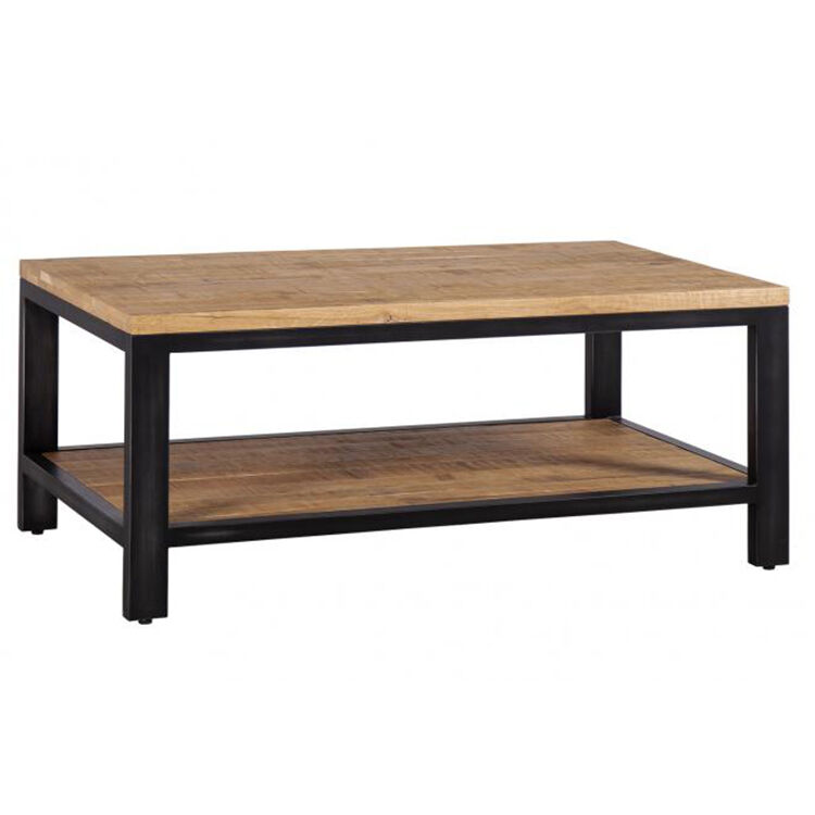 Forge Iron and Solid Oak Furniture Large Rectangular Coffee Table Forge Iron and Solid Oak Furniture Large Rectangular Coffee Table