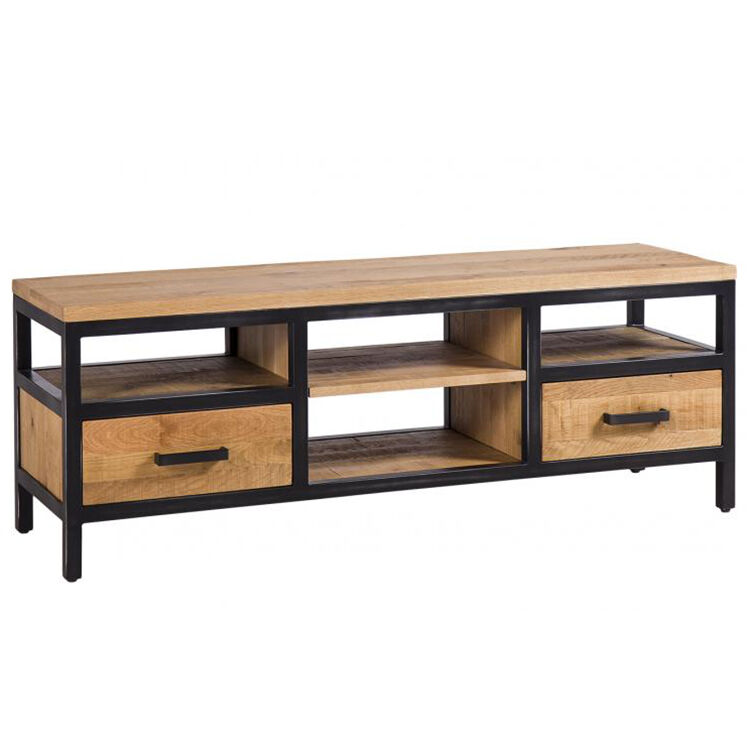 Forge Iron and Solid Oak Furniture Large TV Unit Forge Iron and Solid Oak Furniture Large TV Unit