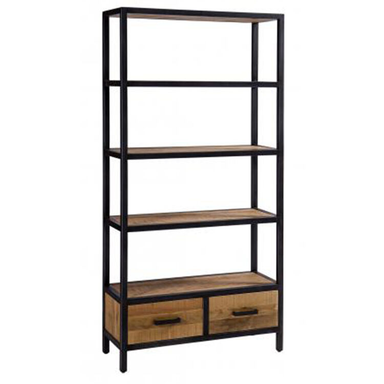Forge Iron and Solid Oak Furniture Tall 2 Drawer Bookcase Forge Iron and Solid Oak Furniture Tall 2 Drawer Bookcase