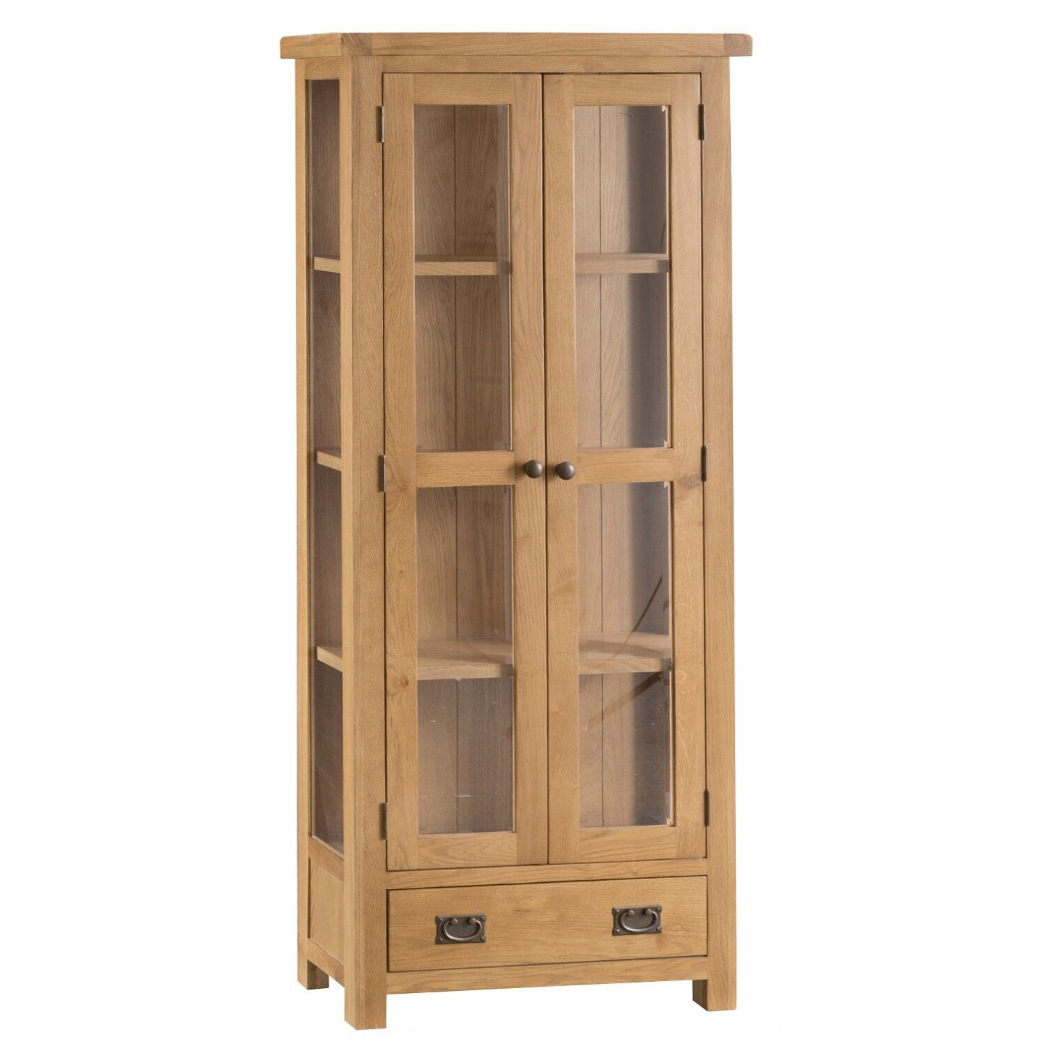 Colchester Rustic Oak Display Cabinet with Glass Doors | Oak Furniture House