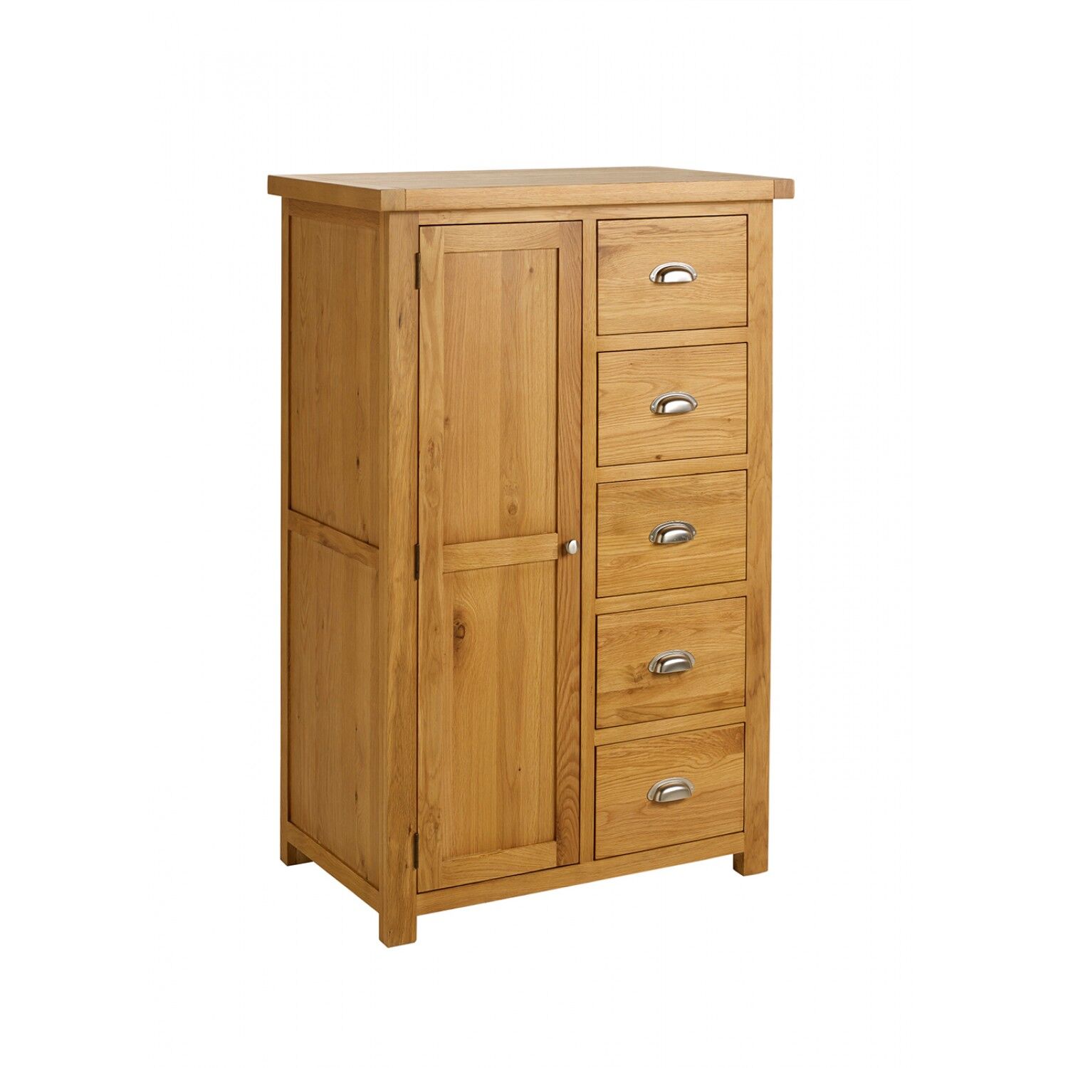 Birlea Woburn Oak 1 Door 5 Drawer Wardrobe | Oak Furniture ...